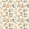 Image of Pandaland Leaf Sprigs Cream quilting cotton fabric by Morris Creative Group for QT Fabrics. Features leaves on a cream background. Cute Little Fabric Shop.