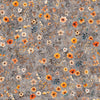 Image of Pandaland Small Floral Gray quilting cotton fabric by Morris Creative Group for QT Fabrics. Features flowers on a gray background. Cute Little Fabric Shop.