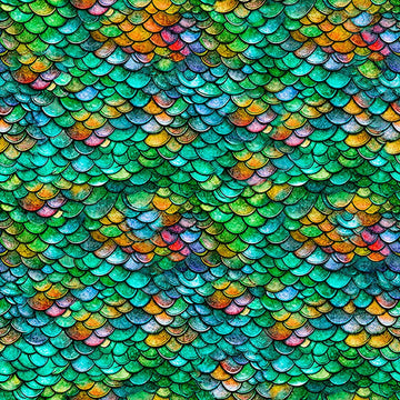 MINKY Dragon's Song Dragon Scales Green Blue Fish Scales Fabric 60" Wide - 31156 - QT Fabrics 100% Polyester Fabric
