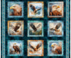 Skyward Eagle Picture Patches Panel Midnight Blue Bird Fabric - 32005 - QT Fabrics Quilting Cotton Fabric