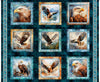 SALE Skyward Eagle Picture Patches Panel Midnight Blue Bird Fabric - 32005 - QT Fabrics Quilting Cotton Fabric