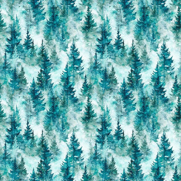 2 Yard 20" End of Bolt - Skyward Trees Teal Blue Tree Fabric WIDEBACK 108" Wide - 32009 - QT Fabrics Quilting Cotton Fabric