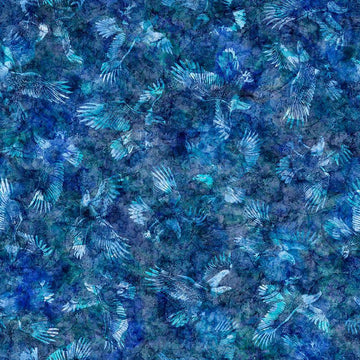 Image of Skyward Eagle Tonal Blue quilting cotton fabric by Morris Creative Group for QT Fabrics. Features printed texture on a blue background. Cute Little Fabric Shop.