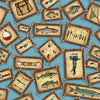 Image of The Lure of Fishing Patches Blue quilting cotton fabric by JQ Licensing for QT Fabrics. Features fish on a blue background. Cute Little Fabric Shop.