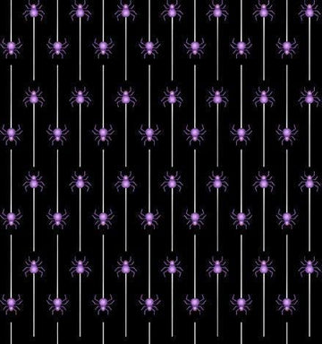 Image of Ghost Tales Spider Stripe Black quilting cotton fabric by Michael Zindell for QT Fabrics. Features spiders and stripes on a black background. Cute Little Fabric Shop.