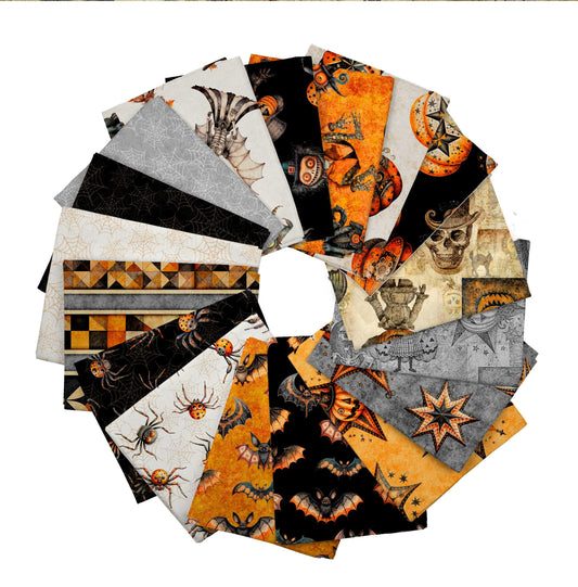 Jeepers Creepers Fat Quarter Bundle Halloween Fabric - FATQU JPCP 3PKP - 17-Piece Precut - QT Fabrics Quilting Cotton Fabric