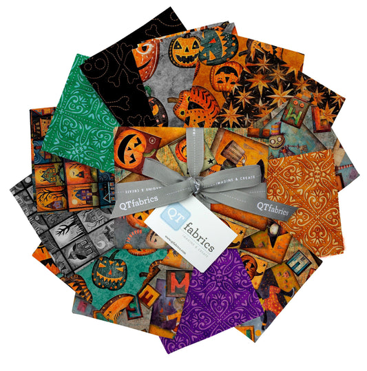 Creepin' It Real Fat Quarter Bundle Halloween Fabric - FATQU CRRL 3PKC - 13-Piece Precut - QT Fabrics Quilting Cotton Fabric