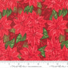 Image of Holiday Cheer Vintage Poinsettia Cardinal quilting cotton fabric by Stacy Iest Hsu for Moda Fabrics. Features flowers on a red background. Cute Little Fabric Shop.
