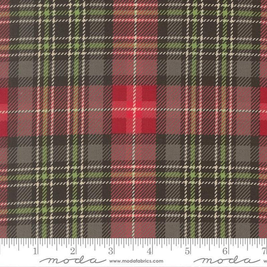 Image of Holiday Cheer Plaid Coal quilting cotton fabric by Stacy Iest Hsu for Moda Fabrics. Features plaid on a black background. Cute Little Fabric Shop.