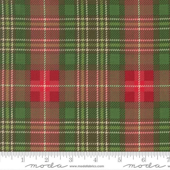 Image of Holiday Cheer Plaid Evergreen quilting cotton fabric by Stacy Iest Hsu for Moda Fabrics. Features plaid on a green and red background. Cute Little Fabric Shop.