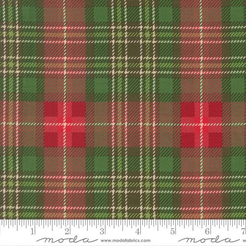 Image of Holiday Cheer Plaid Evergreen quilting cotton fabric by Stacy Iest Hsu for Moda Fabrics. Features plaid on a green and red background. Cute Little Fabric Shop.