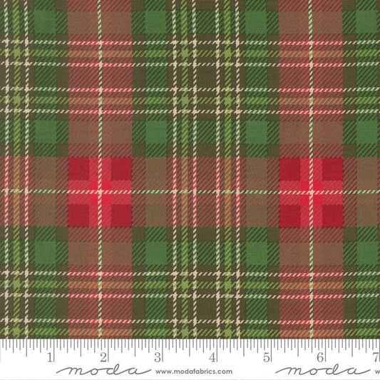 Image of Holiday Cheer Plaid Evergreen quilting cotton fabric by Stacy Iest Hsu for Moda Fabrics. Features plaid on a green and red background. Cute Little Fabric Shop.