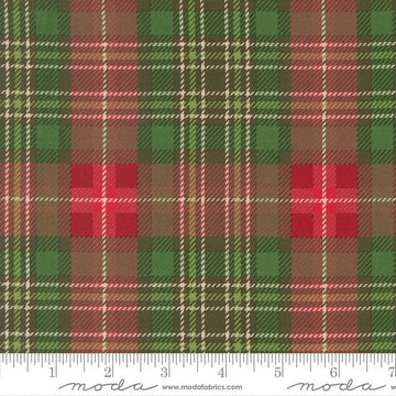Image of Holiday Cheer Plaid Evergreen quilting cotton fabric by Stacy Iest Hsu for Moda Fabrics. Features plaid on a green and red background. Cute Little Fabric Shop.