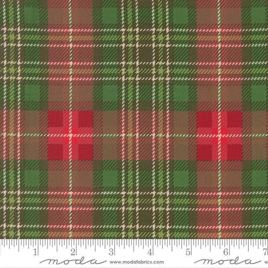 Image of Holiday Cheer Plaid Evergreen quilting cotton fabric by Stacy Iest Hsu for Moda Fabrics. Features plaid on a green and red background. Cute Little Fabric Shop.