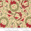 Image of Holiday Cheer Deck the Halls Natural quilting cotton fabric by Stacy Iest Hsu for Moda Fabrics. Features wreaths on a cream background. Cute Little Fabric Shop.