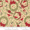 Image of Holiday Cheer Deck the Halls Natural quilting cotton fabric by Stacy Iest Hsu for Moda Fabrics. Features wreaths on a cream background. Cute Little Fabric Shop.
