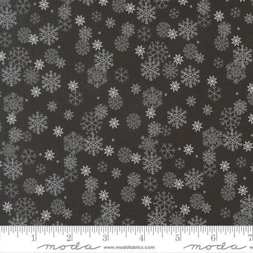 Image of Holiday Cheer Snowflake Midnight quilting cotton fabric by Stacy Iest Hsu for Moda Fabrics. Features snowflake on a black background. Cute Little Fabric Shop.