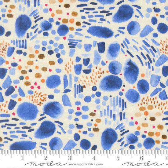 Image of Northern Brights Pebbles Cloud quilting cotton fabric by Amarilys Henderson for Moda Fabrics. Features spots on a cream background. Cute Little Fabric Shop.