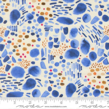 Image of Northern Brights Pebbles Cloud quilting cotton fabric by Amarilys Henderson for Moda Fabrics. Features spots on a cream background. Cute Little Fabric Shop.