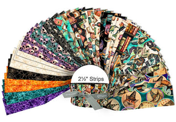Witchypoo 2.5" Rolie Polie Halloween Fabric - STRIP WITP 6PKX - 42-Piece Precut - QT Fabrics Quilting Cotton Fabric