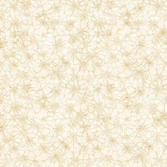 Image of Witchypoo Spiderwebs Tan quilting cotton fabric by Morris Creative Group for QT Fabrics. Features spiderwebs on a cream background. Cute Little Fabric Shop.