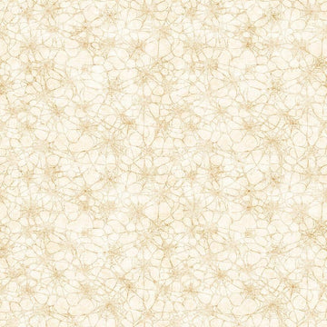 Image of Witchypoo Spiderwebs Tan quilting cotton fabric by Morris Creative Group for QT Fabrics. Features spiderwebs on a cream background. Cute Little Fabric Shop.