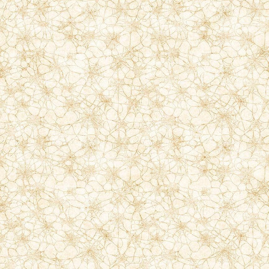 Image of Witchypoo Spiderwebs Tan quilting cotton fabric by Morris Creative Group for QT Fabrics. Features spiderwebs on a cream background. Cute Little Fabric Shop.
