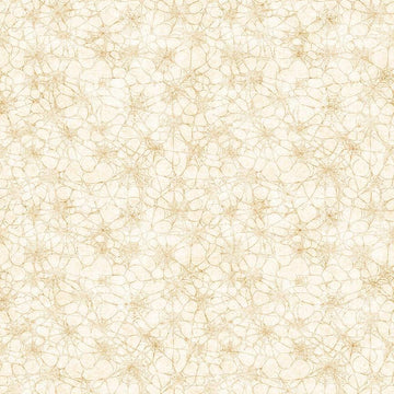 Image of Witchypoo Spiderwebs Tan quilting cotton fabric by Morris Creative Group for QT Fabrics. Features spiderwebs on a cream background. Cute Little Fabric Shop.