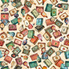 Image of Witchypoo Book Toss Tan quilting cotton fabric by Morris Creative Group for QT Fabrics. Features books on a cream background. Cute Little Fabric Shop.
