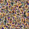 Image of Witchypoo Animal Witches Medallions Purple quilting cotton fabric by Morris Creative Group for QT Fabrics. Features animals and witches on a purple background. Cute Little Fabric Shop.