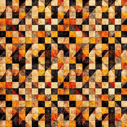 3-Yard-Cut - A Haunting We Will Go Checkboard Orange Halloween Fabric WIDEBACK 108" Wide - 31950 - QT Fabrics Quilting Cotton Fabric