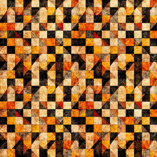 3-Yard-Cut - A Haunting We Will Go Checkboard Orange Halloween Fabric WIDEBACK 108" Wide - 31950 - QT Fabrics Quilting Cotton Fabric