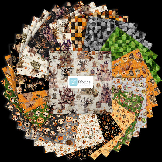 A Haunting We Will Go Layer Cake Halloween Fabric - 10SQ HWWG 6PKJ - 42-Piece Precut - QT Fabrics Quilting Cotton Fabric