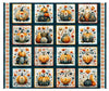 Harvest Hollow Decorative Pumpkin Picture Patches Panel Dark Teal Blue Floral Fabric - 31984 - QT Fabrics Quilting Cotton Fabric