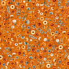 Image of Harvest Hollow Ditzy Floral Pumpkin quilting cotton fabric by Morris Creative Group for QT Fabrics. Features flowers on an orange background. Cute Little Fabric Shop.