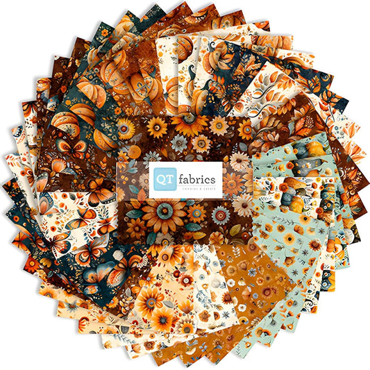 Harvest Hollow Charm Pack Floral Fabric - 5SQ HAHW 6PKE - 42-Piece Precut - QT Fabrics Quilting Cotton Fabric