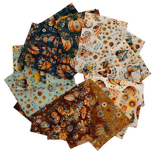 Harvest Hollow Fat Quarter Bundle Floral Fabric - FATQU HAHW 3PKO - 16-Piece Precut - QT Fabrics Quilting Cotton Fabric