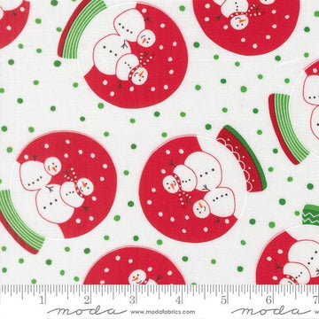 Image of Snow Time Globe Winter White quilting cotton fabric by Me and My Sister Designs for Moda Fabrics. Features snow globes on a white background. Cute Little Fabric Shop.