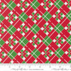 Image of Snow Time Checks Poinsettia Red quilting cotton fabric by Me and My Sister Designs for Moda Fabrics. Features checks on a red and green background. Cute Little Fabric Shop.