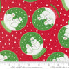 Image of Snow Time Globe Poinsettia Red quilting cotton fabric by Me and My Sister Designs for Moda Fabrics. Features snowglobes on a red background. Cute Little Fabric Shop.