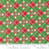 Image of Snow Time Checks Evergreen quilting cotton fabric by Me and My Sister Designs for Moda Fabrics. Features checks on a green and red background. Cute Little Fabric Shop.