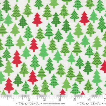 Image of Snow Time Tree Winter White quilting cotton fabric by Me and My Sister Designs for Moda Fabrics. Features trees on a white background. Cute Little Fabric Shop.