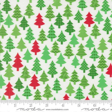 Image of Snow Time Tree Winter White quilting cotton fabric by Me and My Sister Designs for Moda Fabrics. Features trees on a white background. Cute Little Fabric Shop.