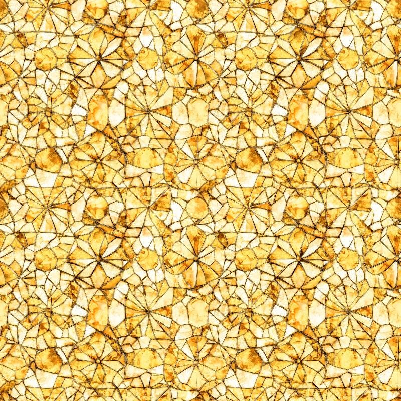 Image of Lumenique Mosaic Blender Yellow quilting cotton fabric by Dan Morris for QT Fabrics. Features a printed stained glass pattern on a yellow background. Cute Little Fabric Shop.
