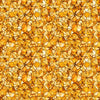 Image of Lumenique Mosaic Blender Amber quilting cotton fabric by Dan Morris for QT Fabrics. Features a printed stained glass pattern on a yellow background. Cute Little Fabric Shop.