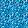 Image of Lumenique Mosaic Blender Ocean quilting cotton fabric by Dan Morris for QT Fabrics. Features a printed stained glass pattern on a blue background. Cute Little Fabric Shop.