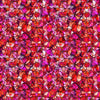 Image of Lumenique Mosaic Blender Strawberry quilting cotton fabric by Dan Morris for QT Fabrics. Features a printed stained glass pattern on a red background. Cute Little Fabric Shop.