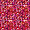 Image of Lumenique Mosaic Blender Strawberry quilting cotton fabric by Dan Morris for QT Fabrics. Features a printed stained glass pattern on a red background. Cute Little Fabric Shop.
