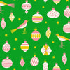 Image of Merry Happy Baubles Verdant quilting cotton fabric by Kimberly Kight of Ruby Star Society for Moda Fabrics. Features ornaments on a green background. Cute Little Fabric Shop.