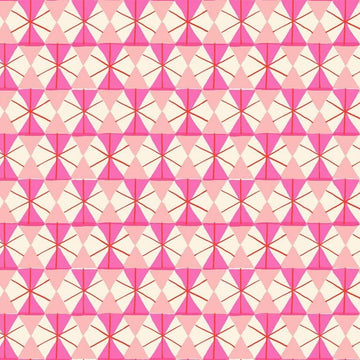 Image of Merry Happy Happy Hexie Lipstick quilting cotton fabric by Kimberly Kight of Ruby Star Society for Moda Fabrics. Features hexagons on a pink background. Cute Little Fabric Shop.